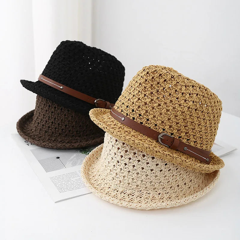 Unisex 90s Retro Bucket Hat Korean Belt Jazz Cap