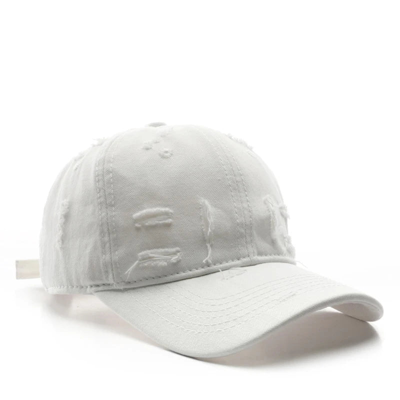 Vintage Distressed Baseball Cap, Casual Adjustable Cotton Hat