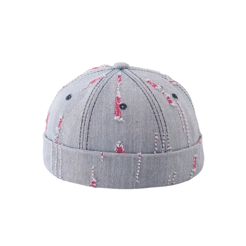 Broken Denim Docker Cap Adjustable Frayed Edges