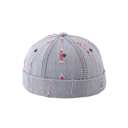 Broken Denim Docker Cap Adjustable Frayed Edges