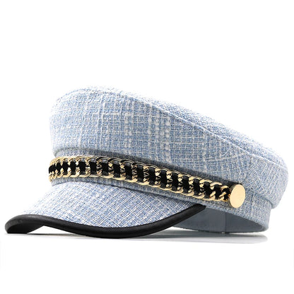Trendy Navy Sun Hat Casual Military Caps Woman