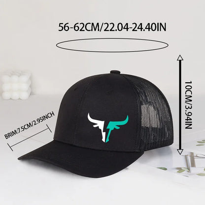 Bulls Logo Printed Mesh Cap Lightweight Breathable Adjustable Sun Hat Unisex Casual Cap