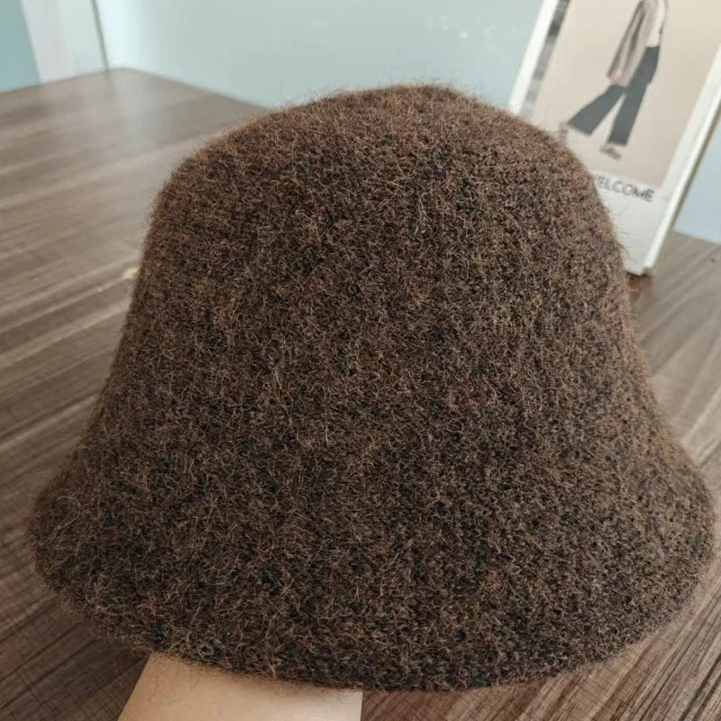 Retro Dome Wool Felt Bucket Hat Women Autumn Winter