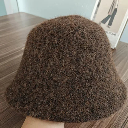 Retro Dome Wool Felt Bucket Hat Women Autumn Winter