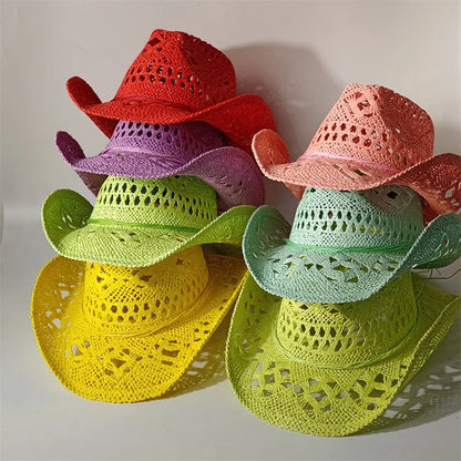 Vintage Summer Beach Bohemian Straw Hat Shell Women Men
