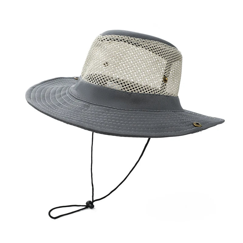 Summer Mesh Breathable Men Bucket Hat Outdoor Fishing Hiking
