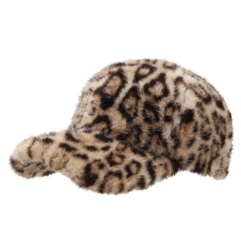 Leopard Print Plush Duck Tongue Hat New Fashion Men Women