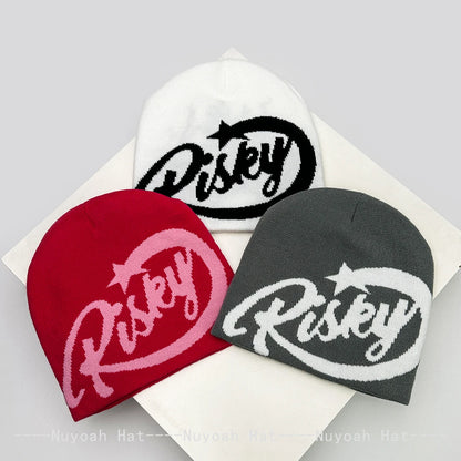 New Men Women American Trend Jacquard Risky Letters Knitted Hats