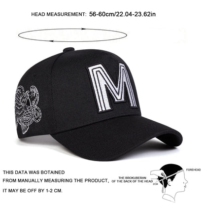 Unisex M Letter Embroidery Baseball Caps Spring and Autumn Outdoor Adjustable Casual Hat Sports Cap