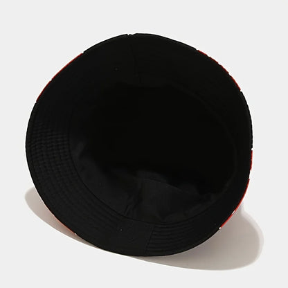 Japanese Anime Cartoon Red Cloud Embroidery Bucket Hat Cotton for Women Men Summer Hat