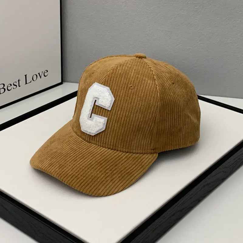 Fashion Corduroy Baseball Cap Ladies Letter C baseball Hat Women Man