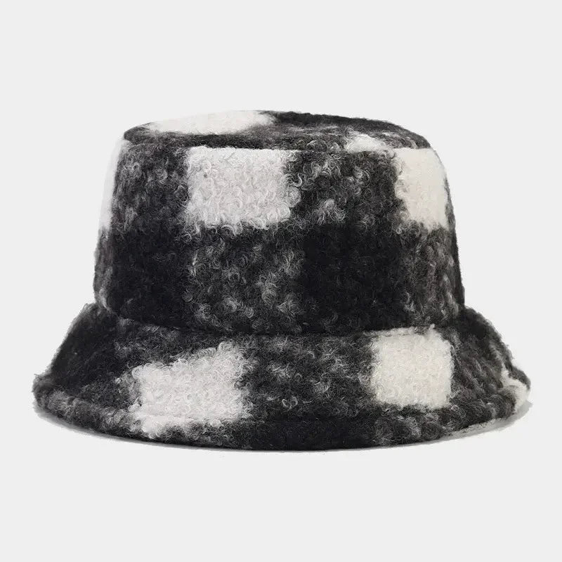 Winter Polyester Print Warm Bucket Hat Fisherman Hat