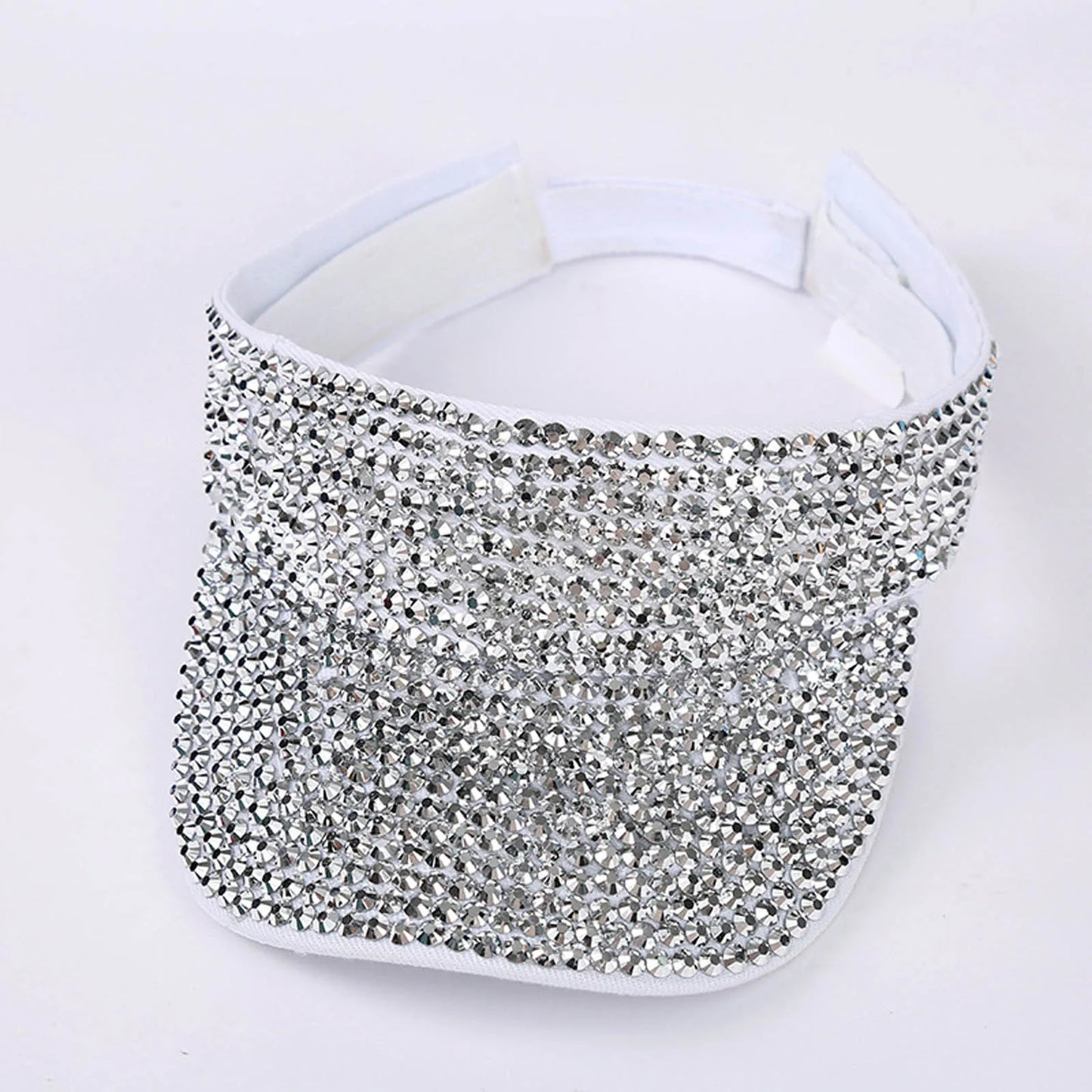 Glitter Visor Shiny Rhinestones Sport Cap Solid Empty Top Hats