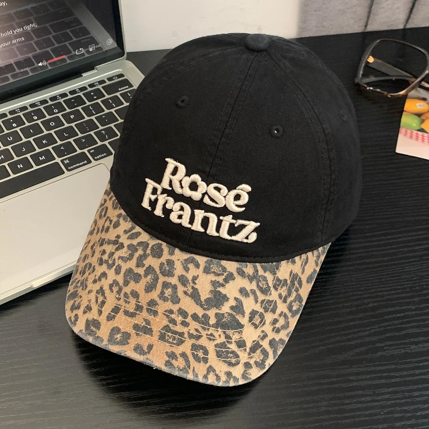 Vintage Leopard Print Brim Baseball Cap