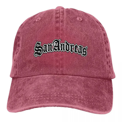 Classic San Andreas Logo Baseball Cap Unisex Style Distressed Denim Sun Cap Outdoor