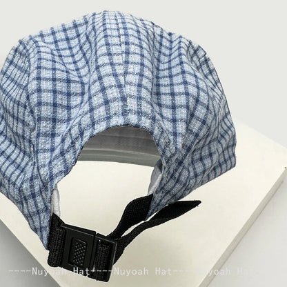 Korean Plaid Letters Embroidery Baseball Cap Unisex