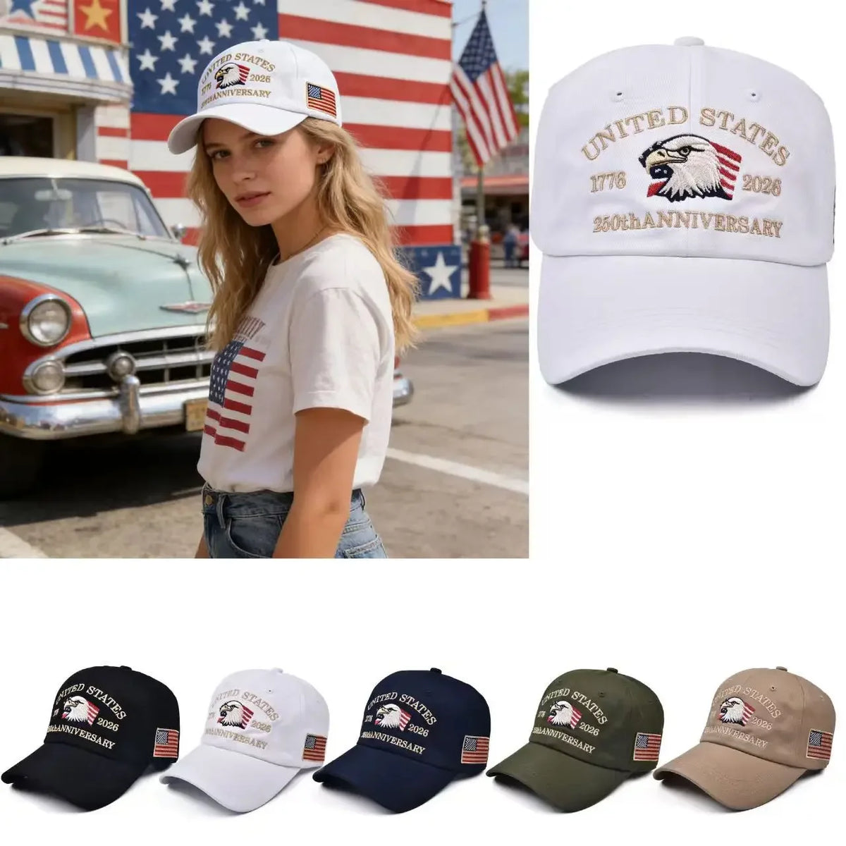 Outdoor Sports Baseball Cap Embroidery American Eagle Head 250th Anniversary Cap Shade Cap