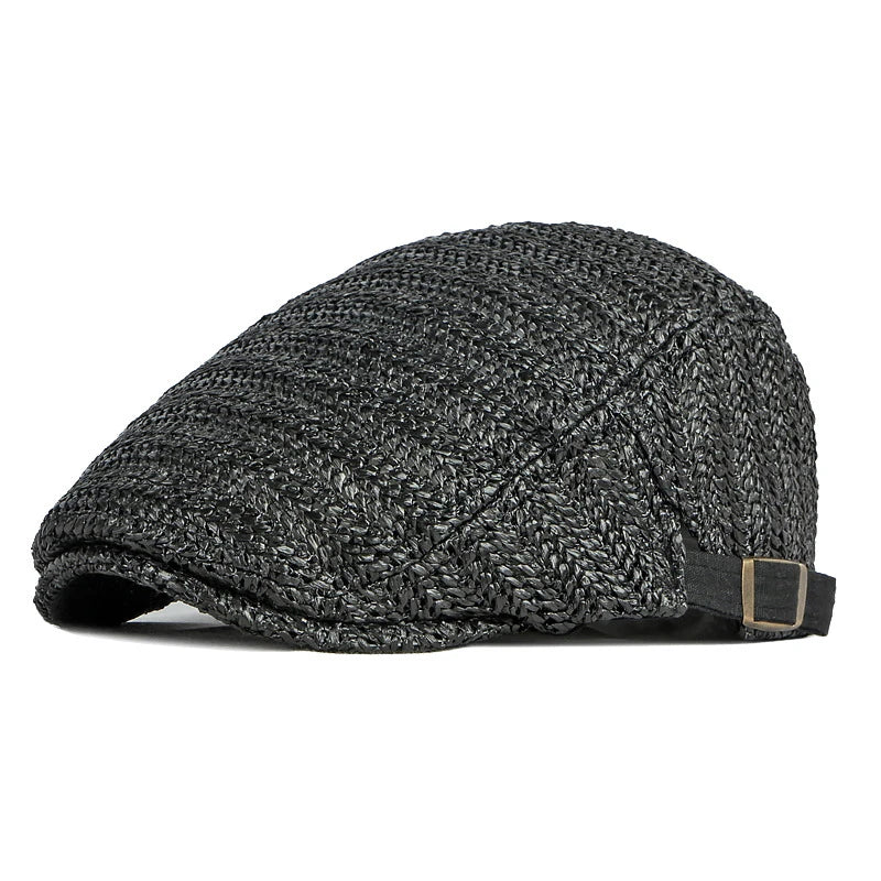 Summer Beret Hat Men Full Mesh Herringbone Cap