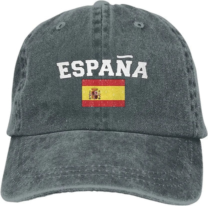Espana Flag of Spain Spanish Denim Hats for Mens Womens Baseball Caps