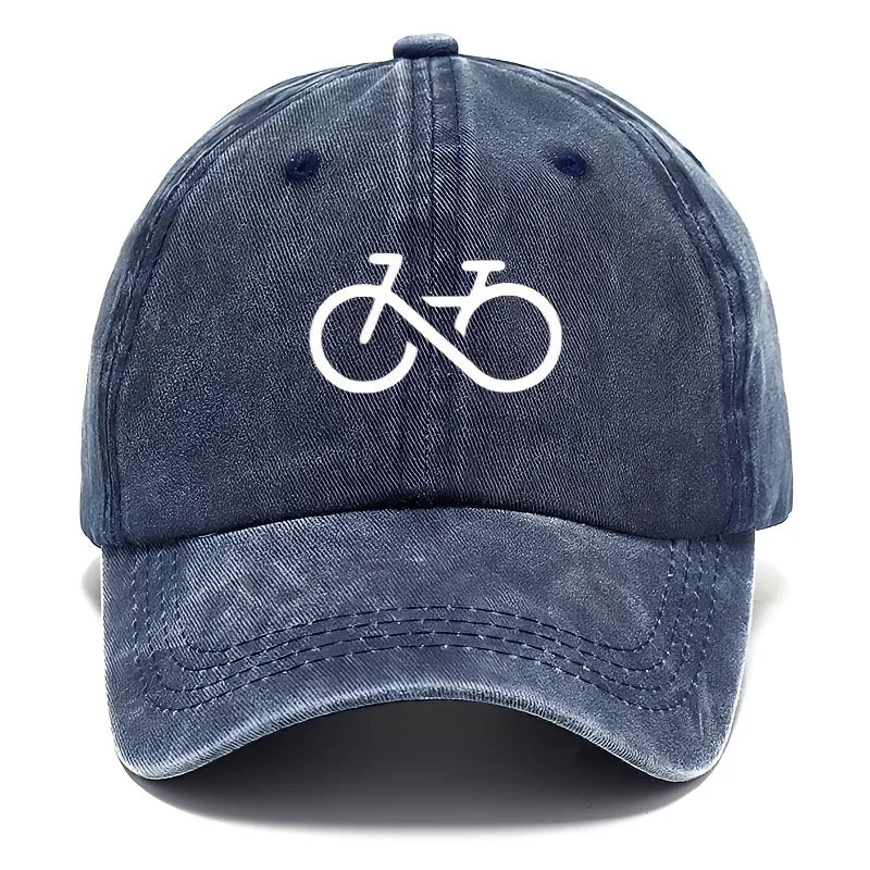 Vintage Bicycle Printed Baseball Cap with White Geometric Design for Running
