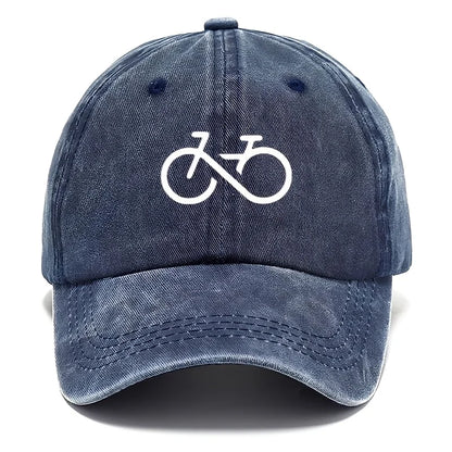 Vintage Bicycle Printed Baseball Cap with White Geometric Design for Running