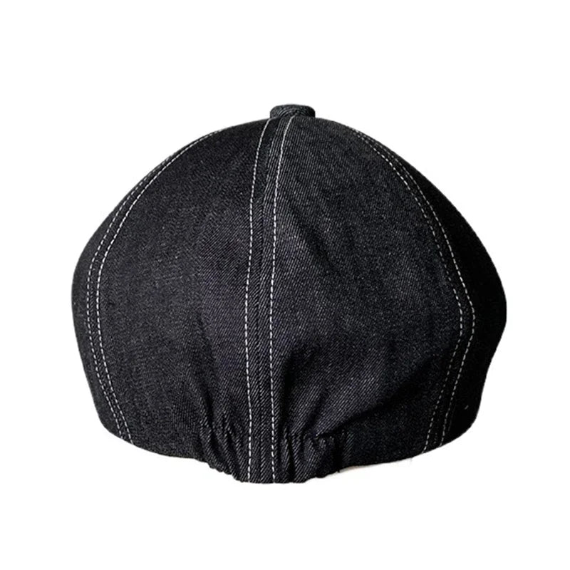 High Quality Newsboy Caps Men Women Black Beret British Gatsby Cap Spring Autumn Denim Fabric Hat