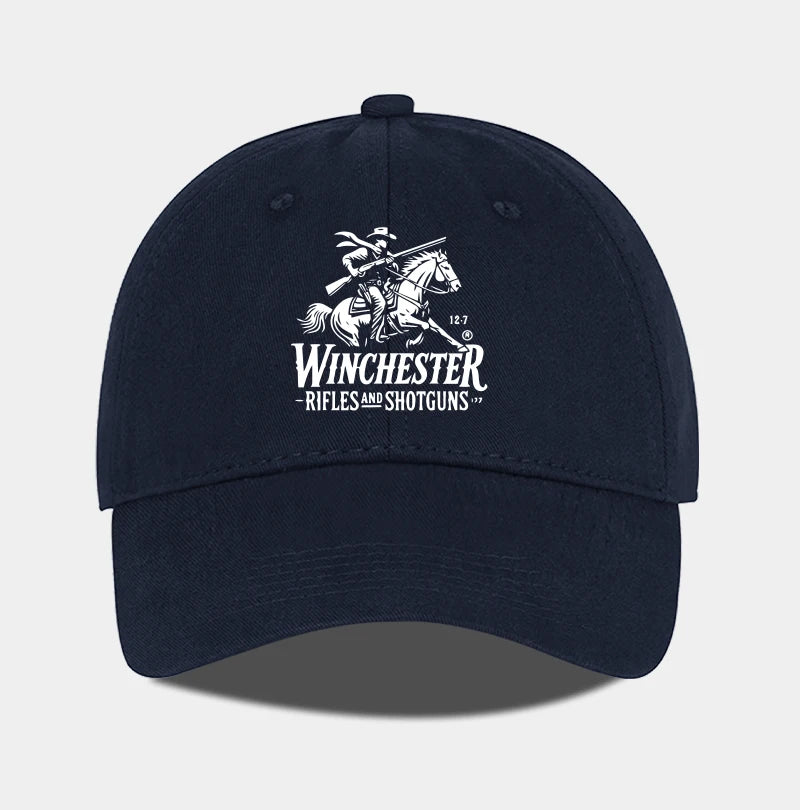Winchester Cowboy Logo Print Soft Top Baseball Cap Soft Comfortable Adjustable Retro Western Style