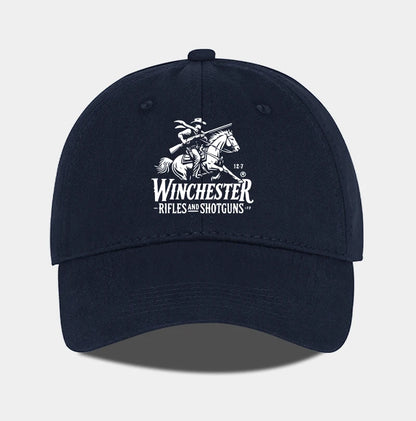 Winchester Cowboy Logo Print Soft Top Baseball Cap Soft Comfortable Adjustable Retro Western Style
