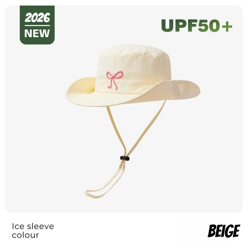 Korean Embroidery Pink Bow Quick Fisherman Hat