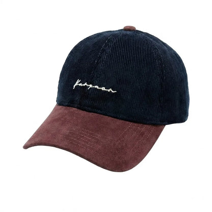 Embroidered Letter Baseball Hat Corduroy Wide Brim Outdoor