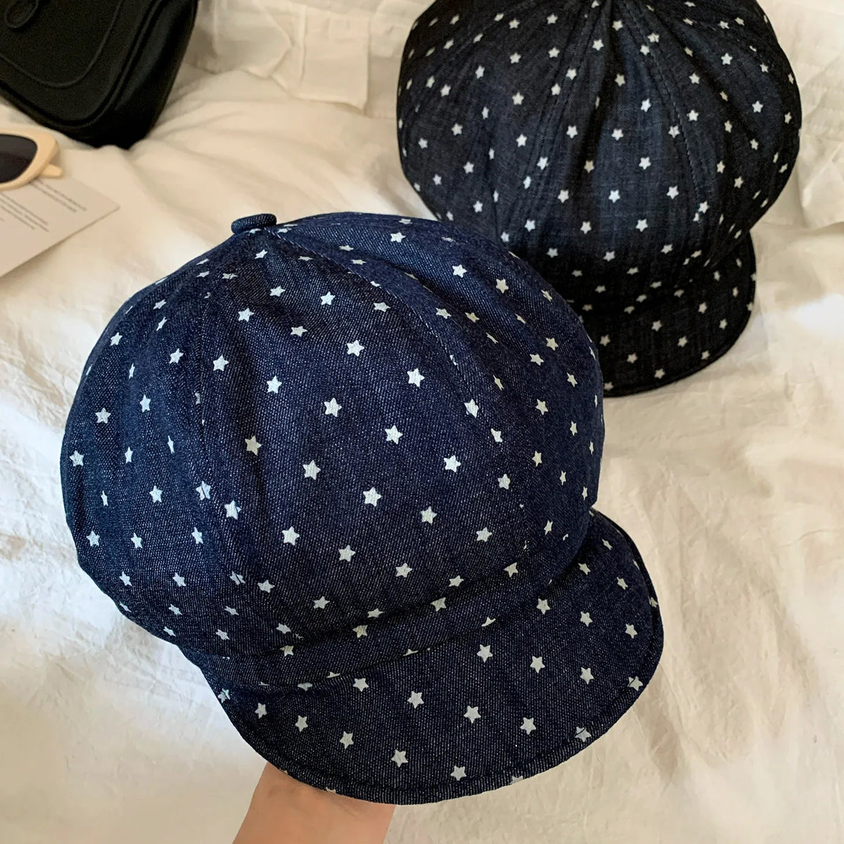 Y2K Polka Dot Star Jacquard Beret Hats