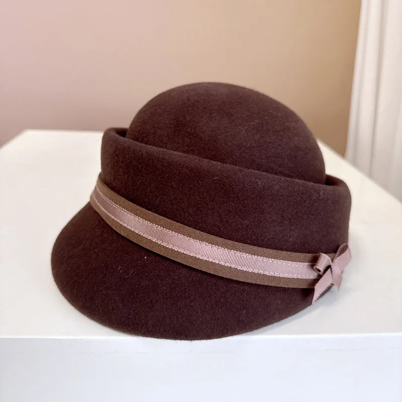 Autumn/Winter 100% Wool Hat For Women Soft Felt Hat - British Retro French