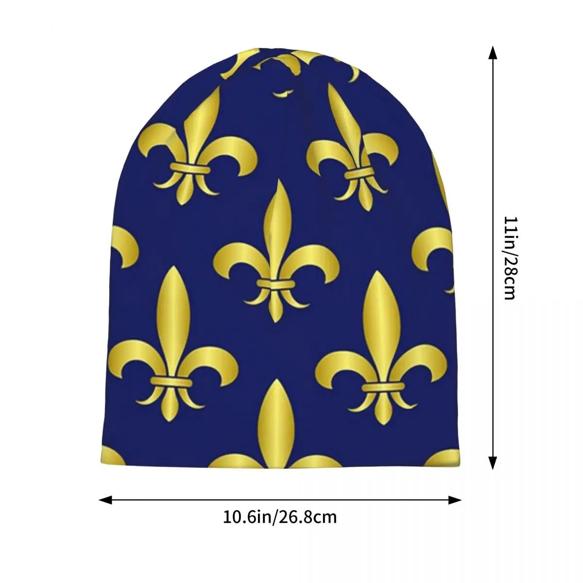 Gold Blue Fleur De Lis Royal Lily Warm Knitted Cap