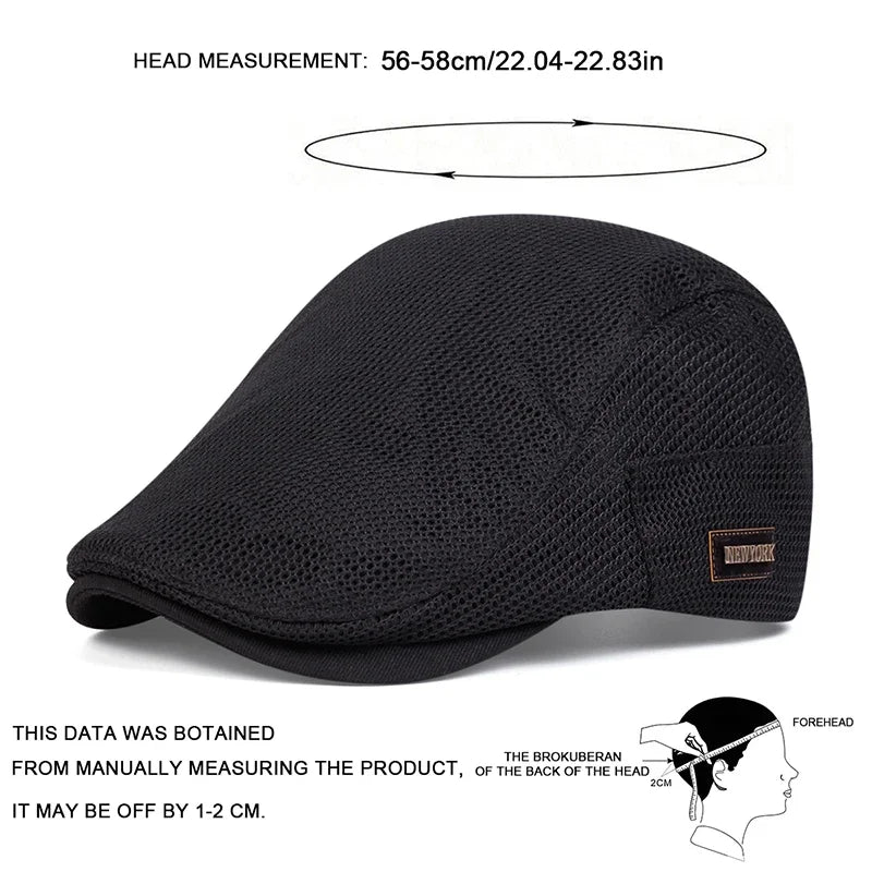 Men New York Label Mesh Breathability Newsboy Caps