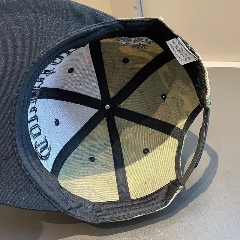 Wide Brim American Camouflage Hip Hop Hat Street Dance Board Hat Big Head Circumference Flat Edge Baseball Hat Women