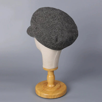 Classical British 100% Wool Octagonal Hat Women's Autumn
