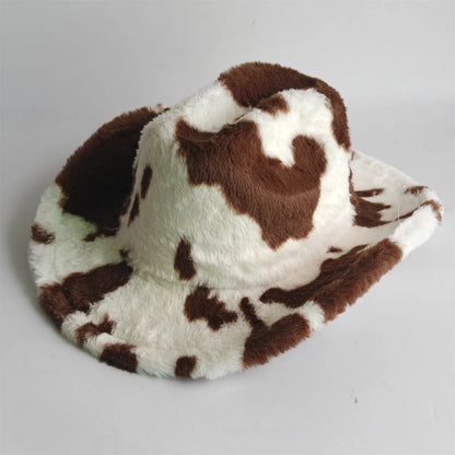 Leopard Print Rabbit Fur Cowboy Hat 7.5cm Western Cowboy Fedora