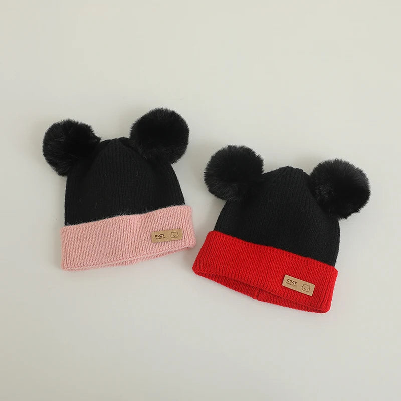 Cozy Winter Baby Hat Soft Cartoon Mouse Head Hat For Girls Boys Kids Outdoor