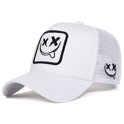 Unisex XX Smiling Face Embroidery Baseball Net Caps Spring Summer