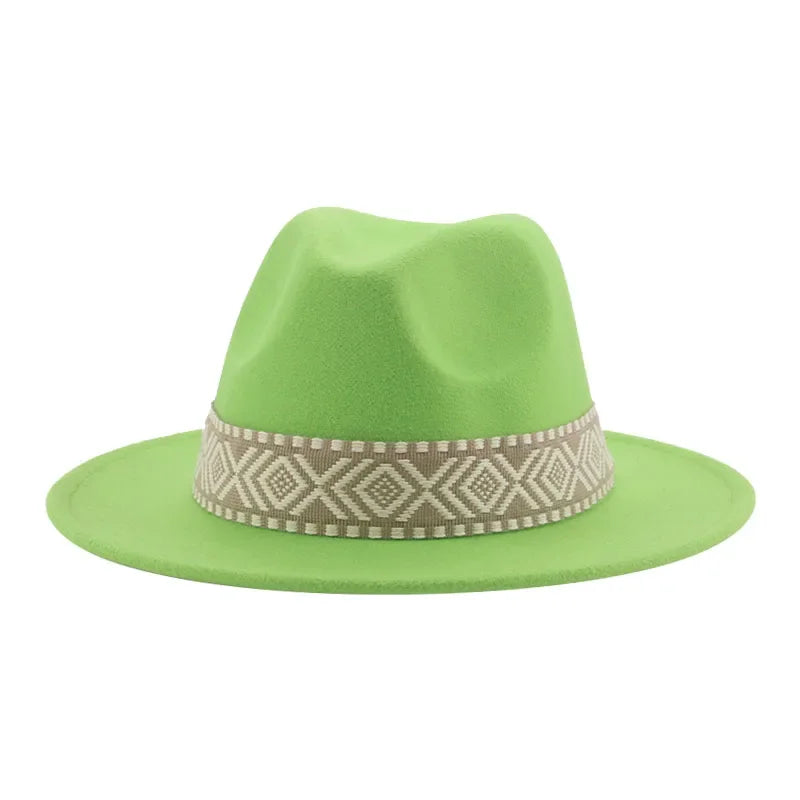 Panama Hat Western Cowboy Hats For Women Solid Big Brim Casual Fedoras Men Women