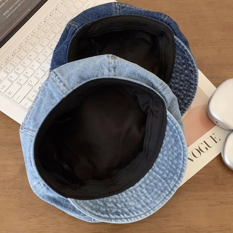Japanese Retro Denim Cloud Berets Cap For Women Spring And Summer