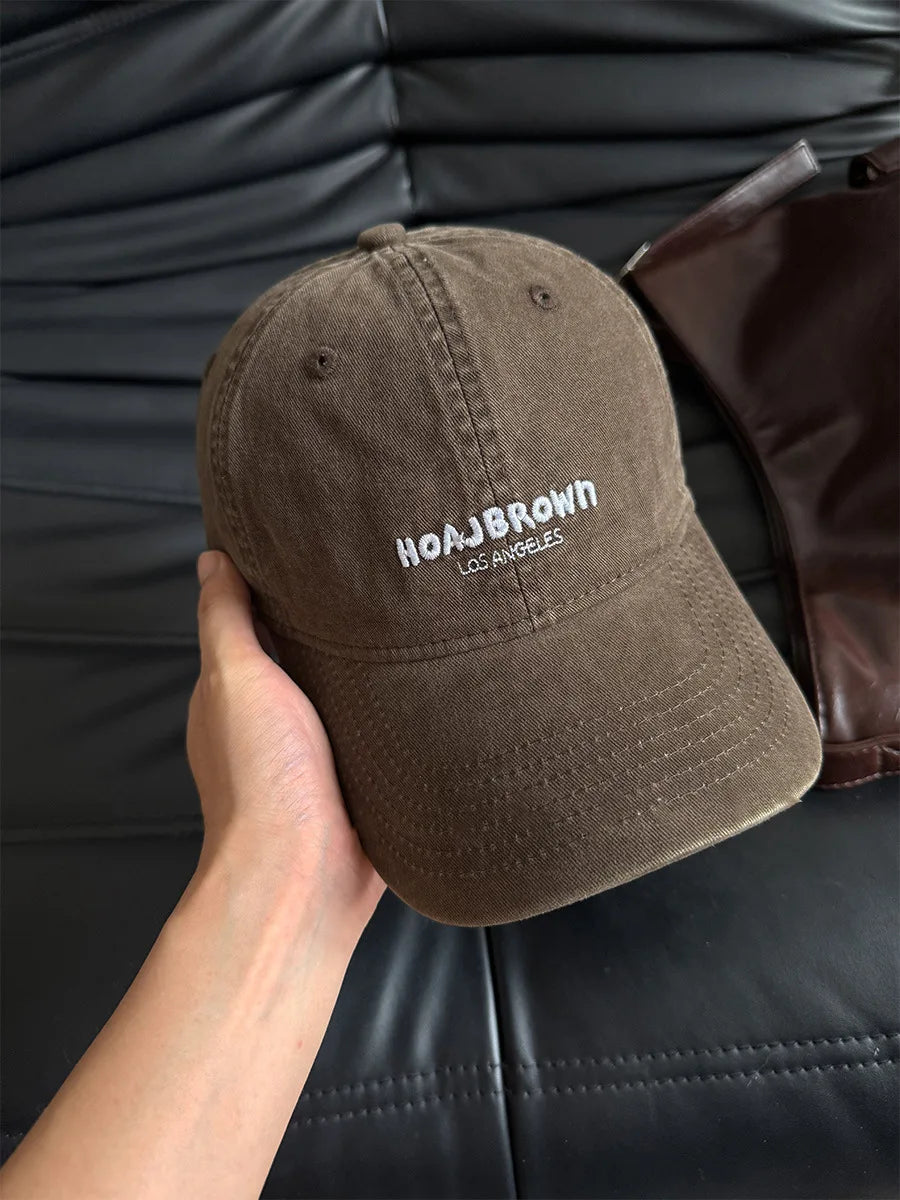 Korean Style Washed Baseball Cap With Letters, Fashion Unisex Soft Top Snapback