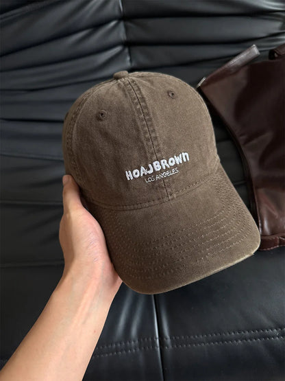 Korean Style Washed Baseball Cap With Letters, Fashion Unisex Soft Top Snapback