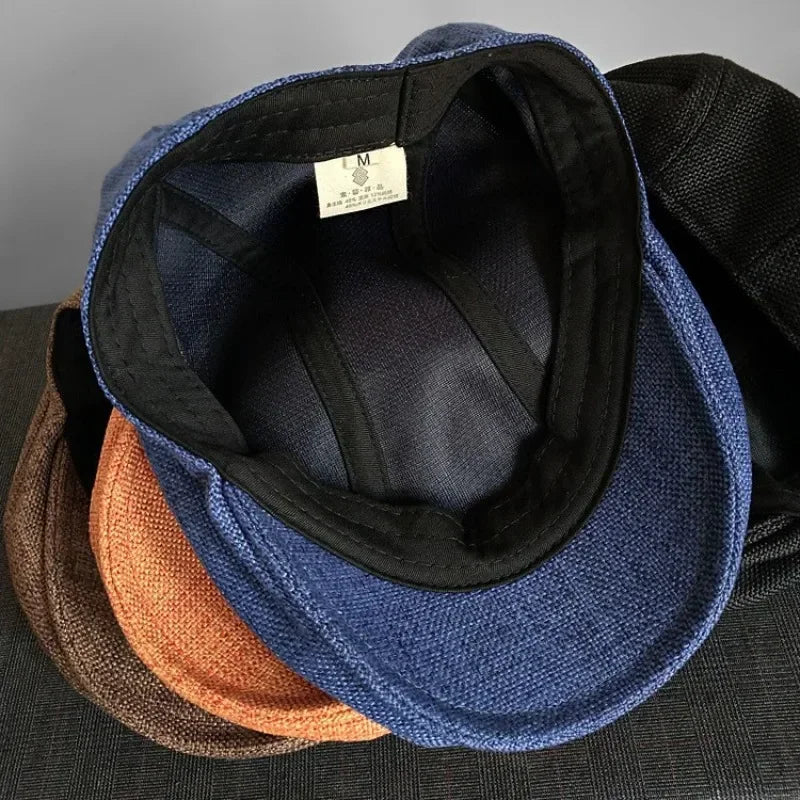 Big Size Summer Linen Solid Newsboy Caps