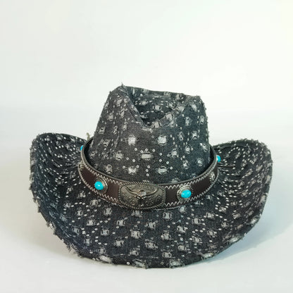 Vintage Tassel Denim Cowboy Hat For Men Women