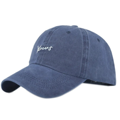 Washed Cotton Yours Letter Embroidered Cap