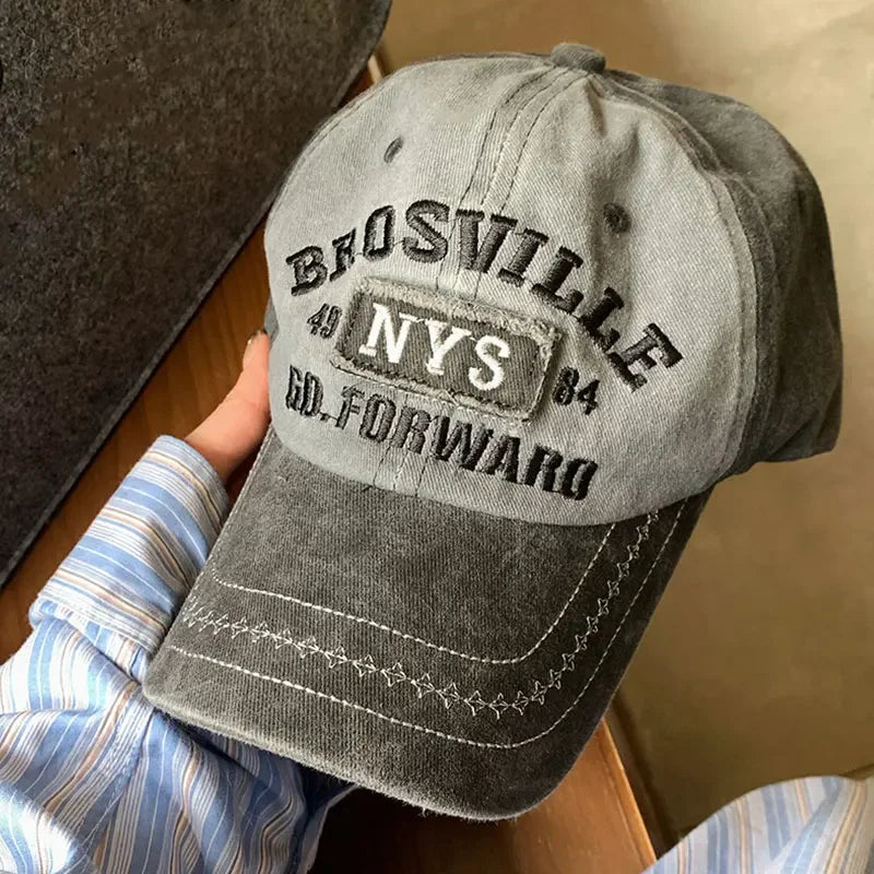 Retro Embroidery Letter Baseball Caps for Men Women Spring Summer