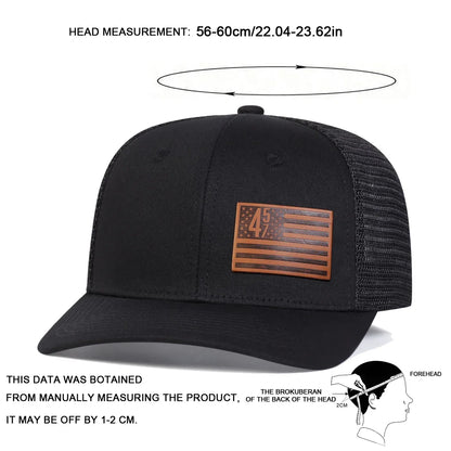 Unisex Brown American Flag 457 Leather Label Baseball Net Caps