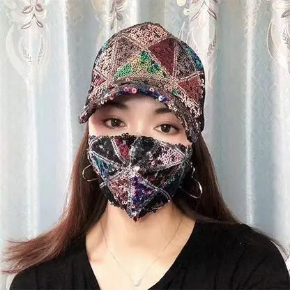 New Four Seasons Mesh Sequined Hat Female Breathable Sun Visor