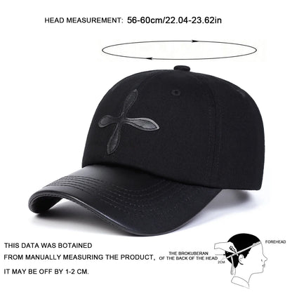 Unisex Leather Label Cross Baseball Caps Spring Autumn